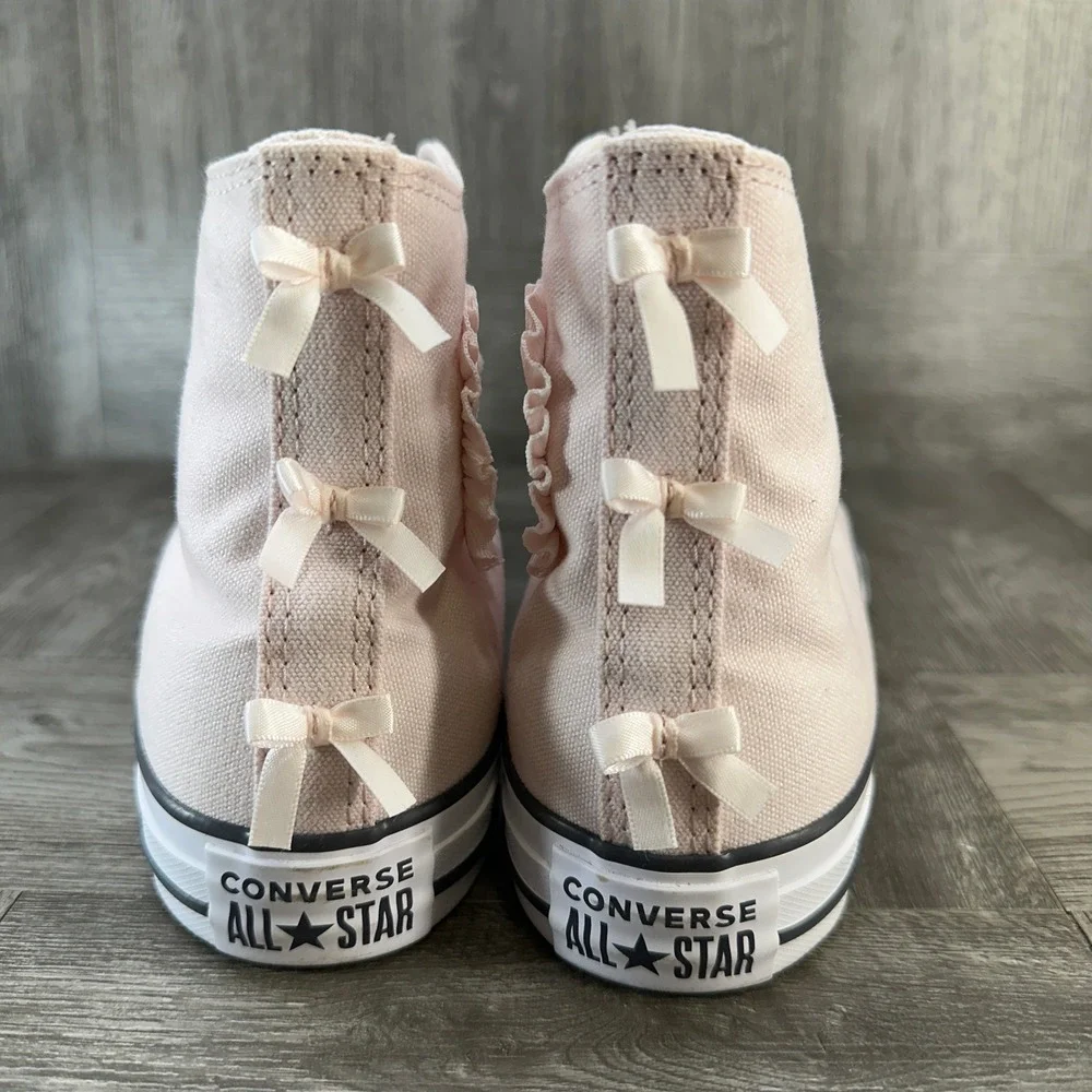 Converse Chuck Taylor High Top Kid 6 Pink‎ New Bow Ruffle Coquette A09281C